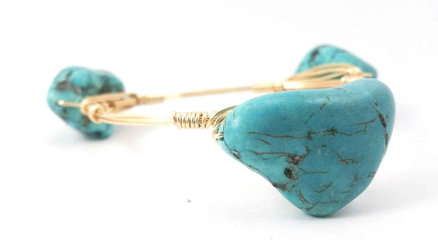 Turquoise nugget bangle bracelet