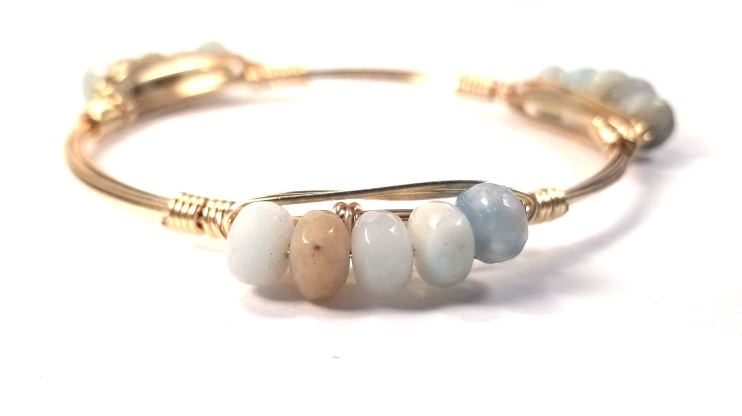 Amazonite abacus cluster bangle bracelet