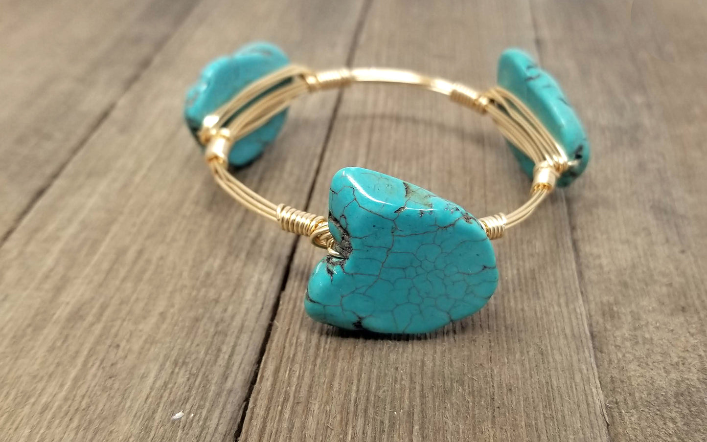 White cross bracelet,  turquoise howlite,  aqua terra jasper bangle set