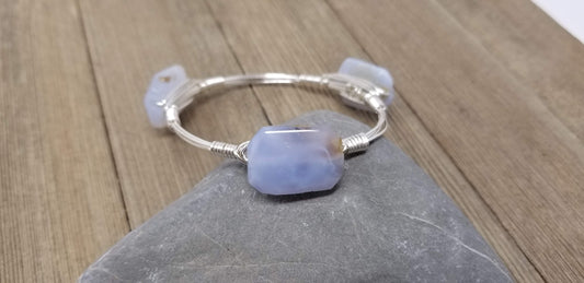 Blue lace agate bangle bracelet