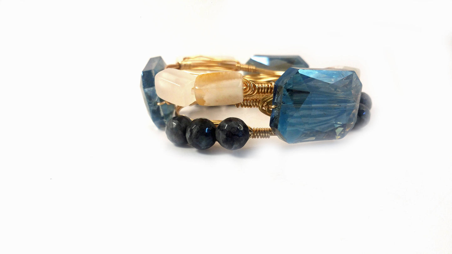 Labradorite bangle bracelet, grey bracelet, faceted gray bangle