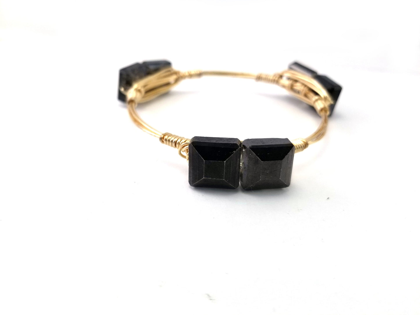 Zebra jasper bangle-black crystal bracelet-black agate bangle set