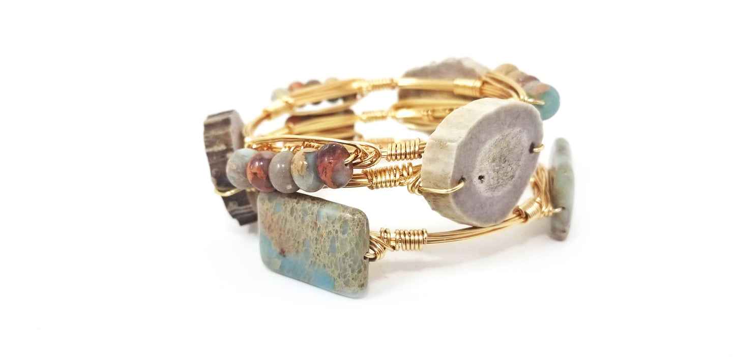 Aqua terra jasper bangle set