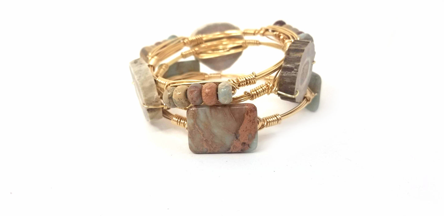 Aqua terra jasper bangle set